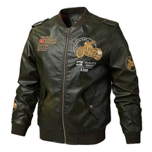 Load image into Gallery viewer, Male Leather Jacket Slim Fit Coat Men Stand Collar jaqueta PU Coats Biker Jackets Casual Motorcycle Faux Fur S-5XL Jacket Fleece