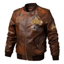 Load image into Gallery viewer, Male Leather Jacket Slim Fit Coat Men Stand Collar jaqueta PU Coats Biker Jackets Casual Motorcycle Faux Fur S-5XL Jacket Fleece