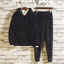 Load image into Gallery viewer, Gold Velvet Tracksuit Men's Sets Long Sleeve Hooded Top and Pants Male Sporting Suit Sweatshirt +Sweatpants Mens Clothing